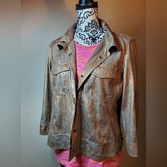 Lightweight snakeskin design metallic jacket sz 14 - Picture 3 of 8